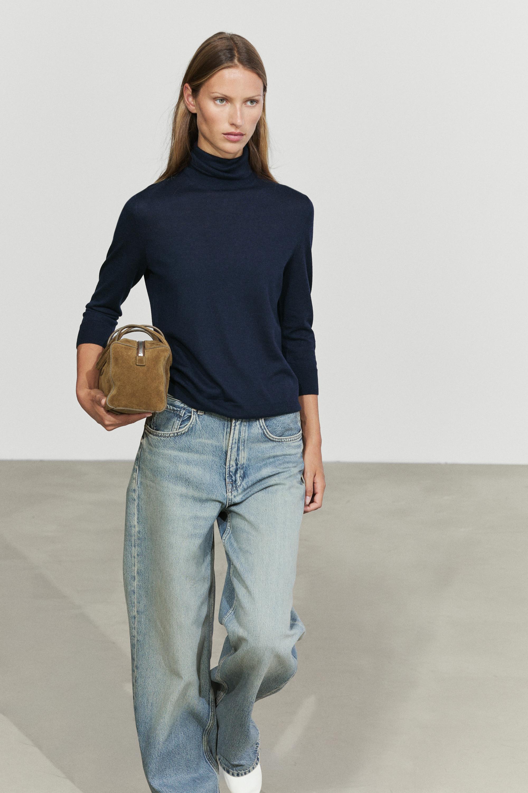 Pull en maille col roulé laine